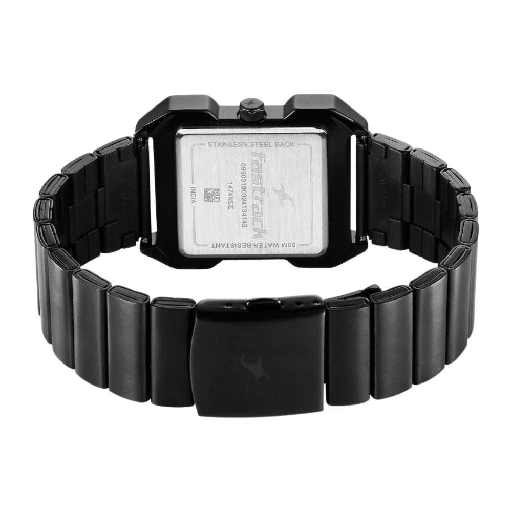 Fastrack Pulse Quartz Analog Black Dial With Black Stainless steel Strap Watch for Guys 1474NM02
