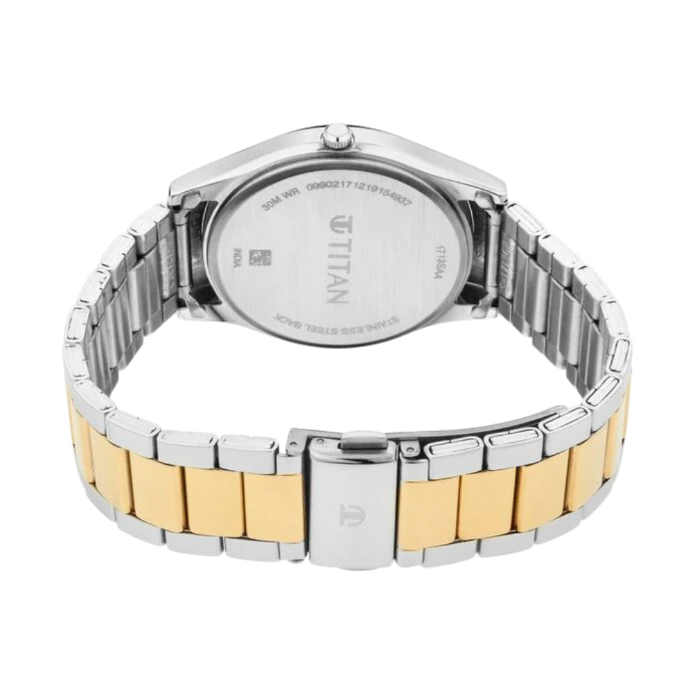 Titan Lagan White Dial Analog Metal Strap Watch for Men 1713BM01