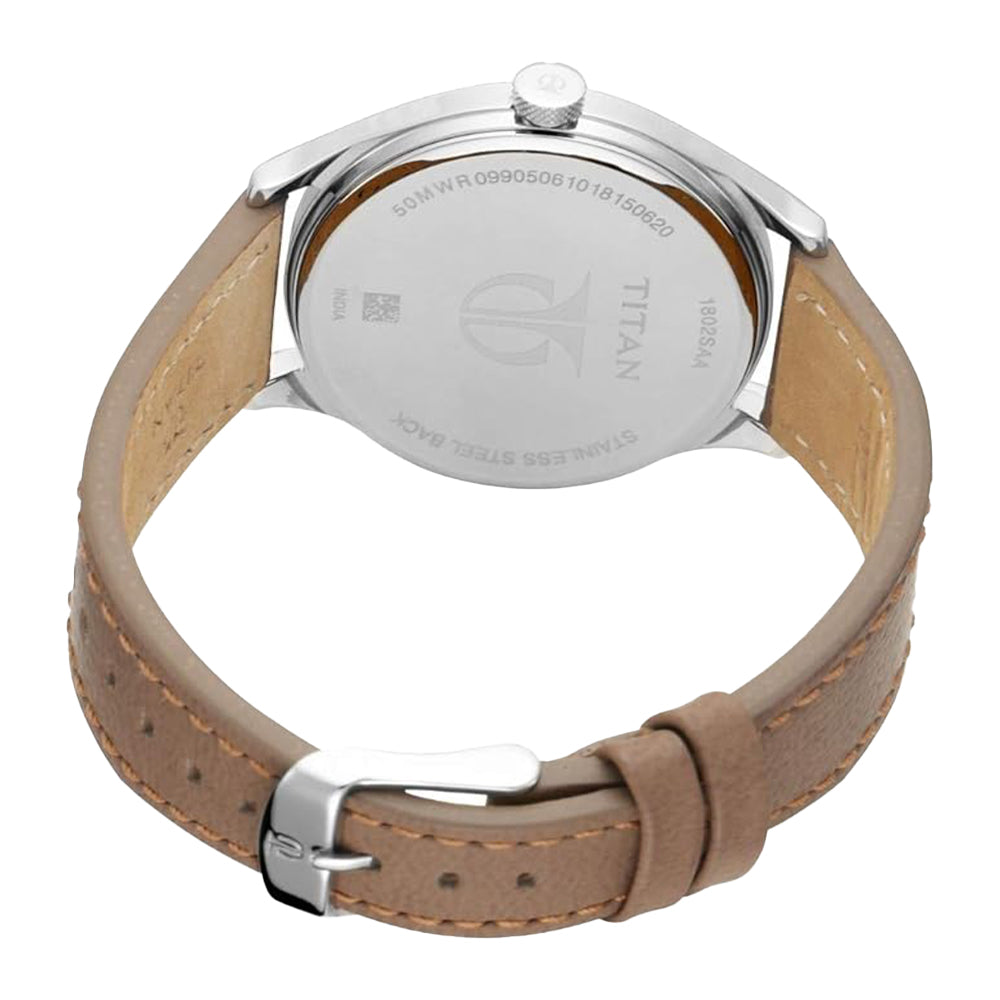 Titan Workwear Watch with Silver Dial & Tan Leather Strap 1802SL01