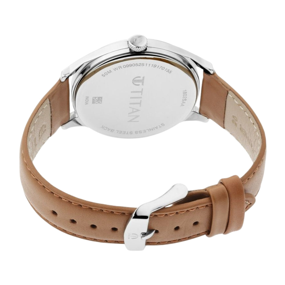 Titan Men's Urban Edge Lustrous White Dial Leather Watch 1802SL07