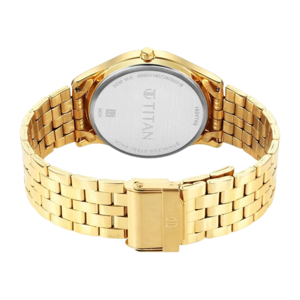Titan Karishma Quartz Analog with Day and Date Green Dial Stainless Steel Strap Watch For Men 1824YM02