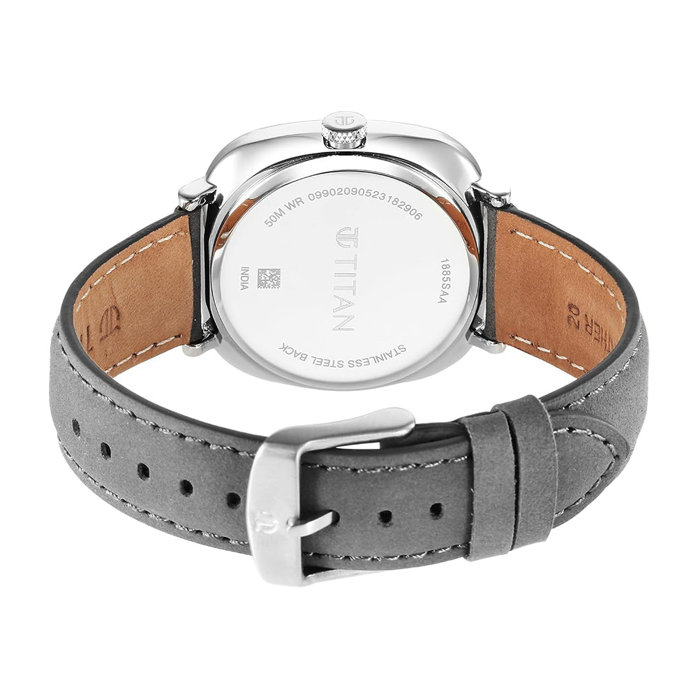 Titan Neo Curve Quartz Analog Anthracite Dial Grey Leather Strap Watch for Men 1885SL01