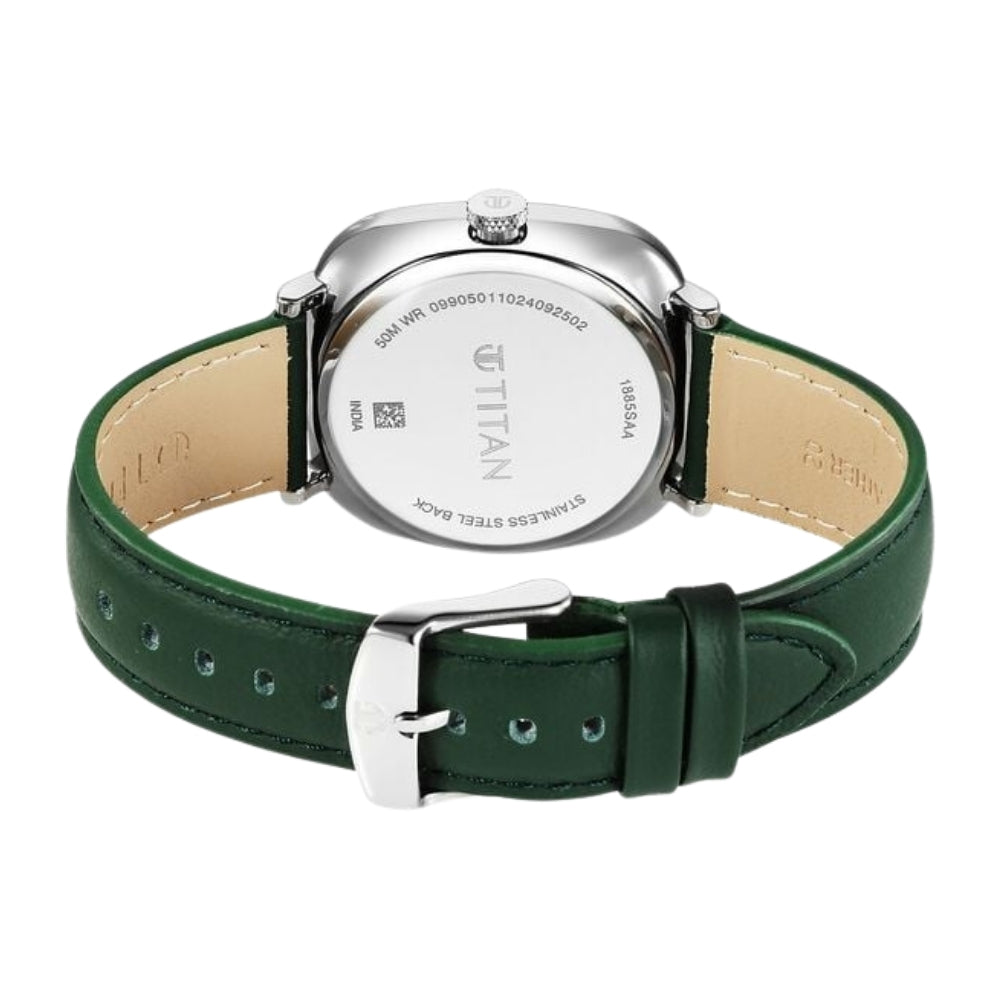 Titan Neo Curve Quartz Analog with Date Green Dial Leather Strap Watch For Men 1885SL04