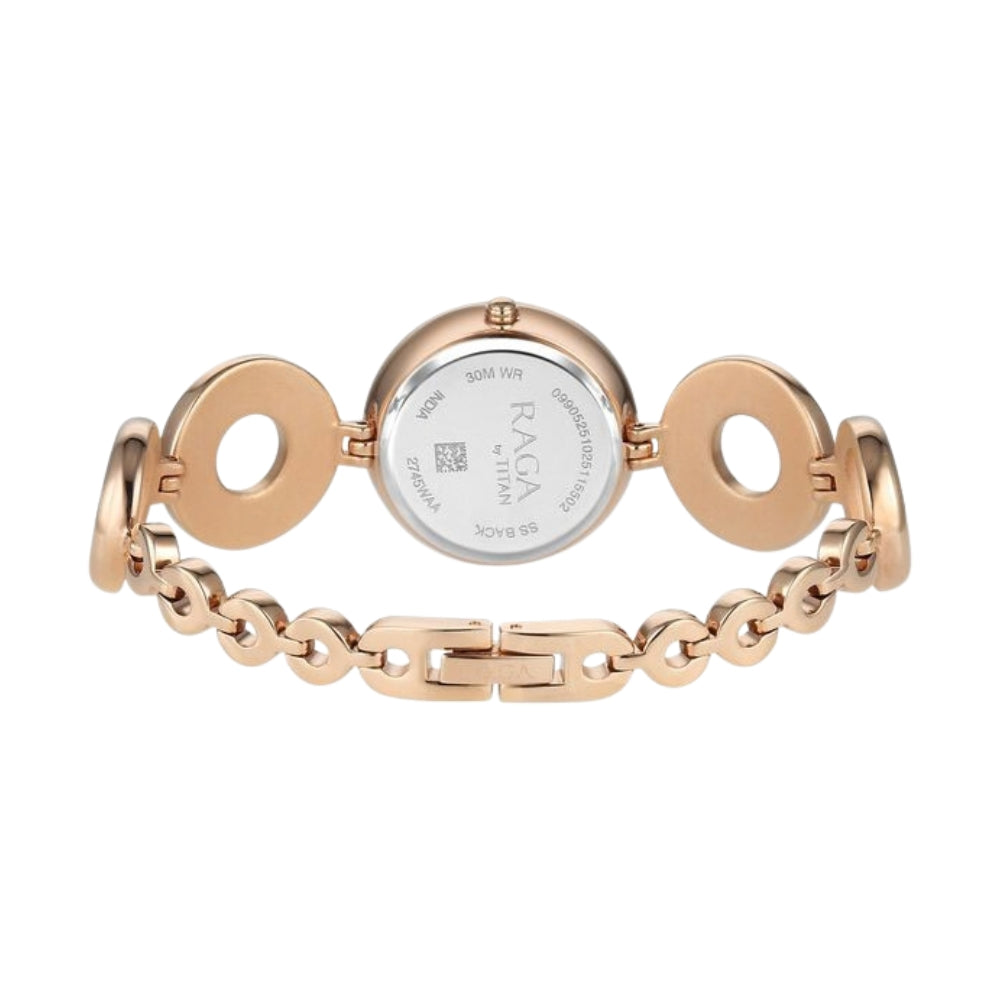Titan Raga Afterglow Quartz Analog Purple Dial Rose Gold Metal Strap Watch For Women 2745WM01