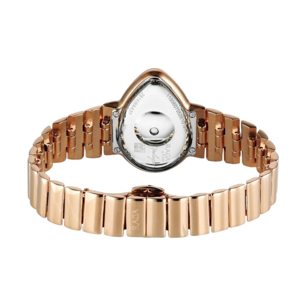 Titan Raga Opalesque Quartz Analog Multicoloured Dial Rose Gold Metal Strap Watch For Women 2814WM01