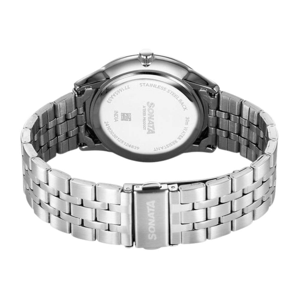 Sonata Eternia Quartz Analog with Date Green Dial Metal Strap Watch For Men 77166SM02