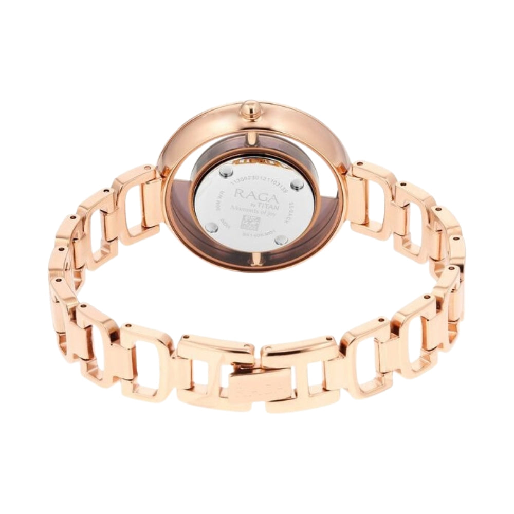 Titan Raga Moments of Joy Brown Dial Analog Metal Strap Watch for Women 95140KM01