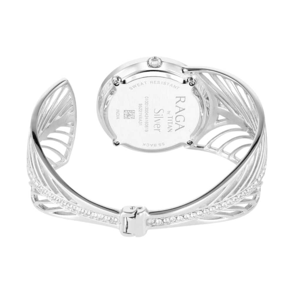 Titan Raga Silver Quartz Analog Blue Dial With Sterling Silver Metal Strap And Case Watch For Women (Large) 95221VM01