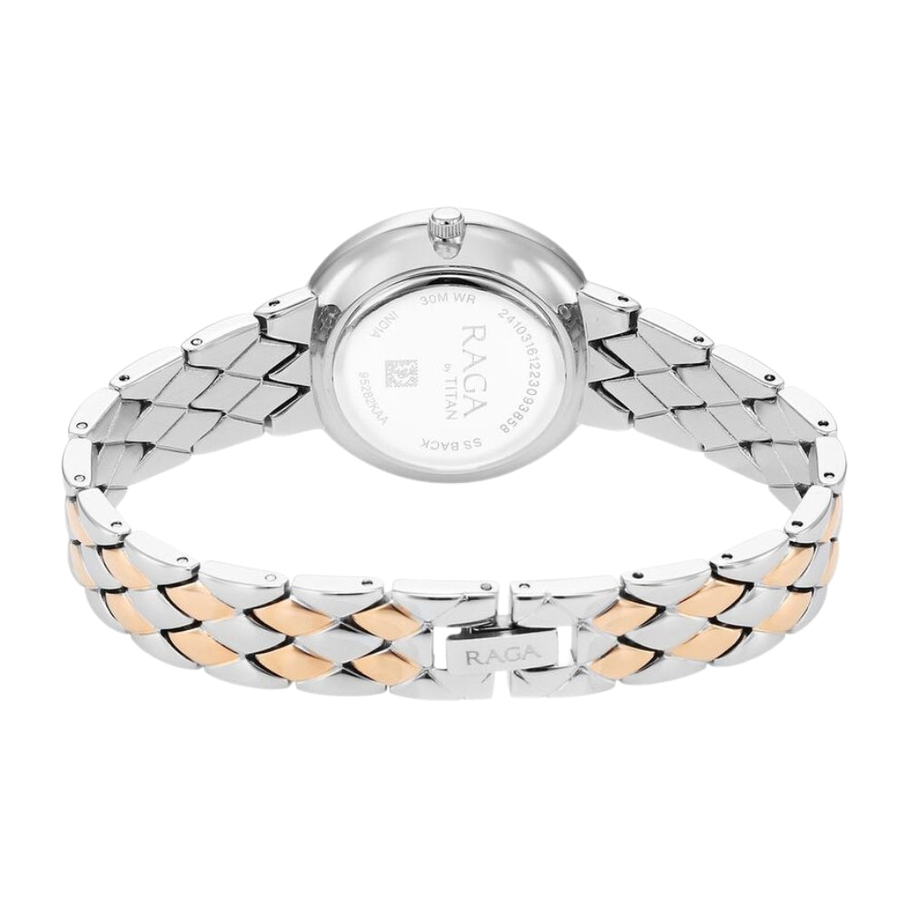 Titan Raga Showstopper Quartz Analog Silver Dial Metal Strap Watch for Women 95282KM01