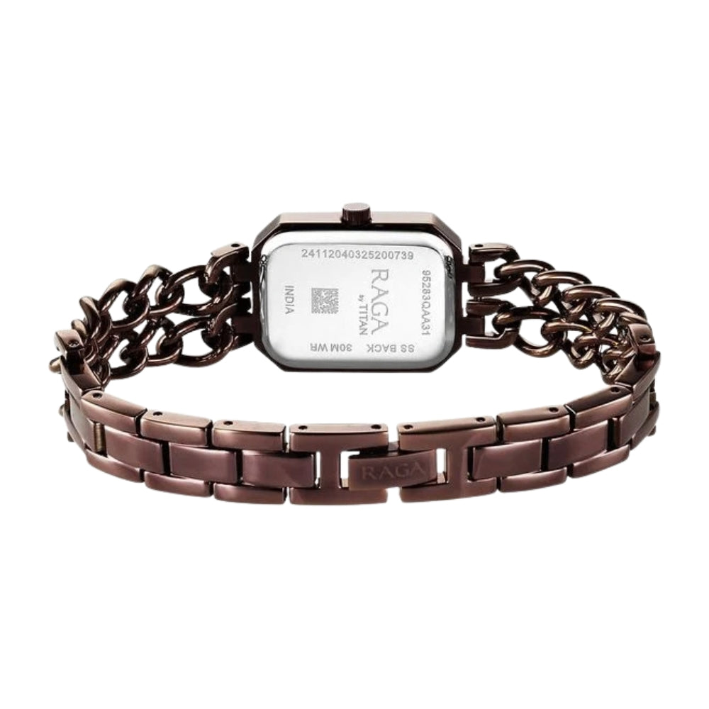 Titan Raga Showstopper Quartz Analog Brown Dial Metal Strap Watch For Women 95283QM01