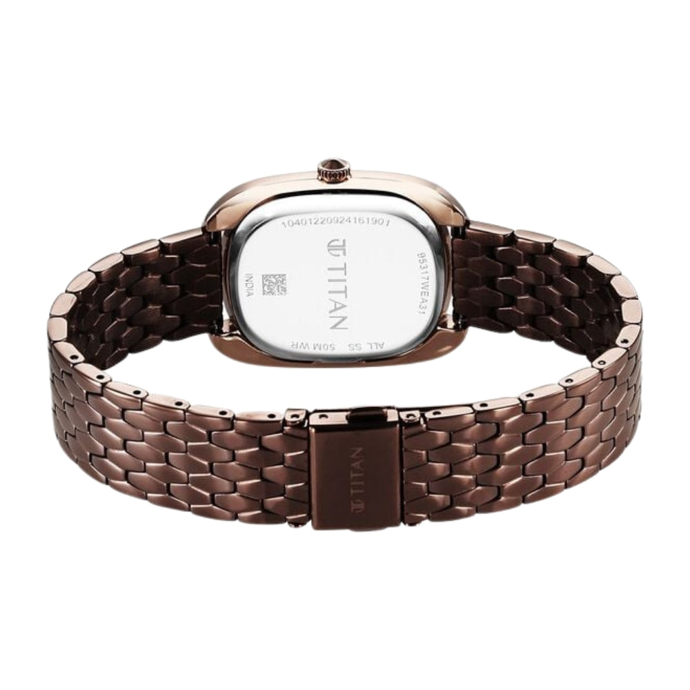 Titan Glamour Quartz Analog Brown Dial Brown Stainless Steel Strap Watch For Women 95317KM01