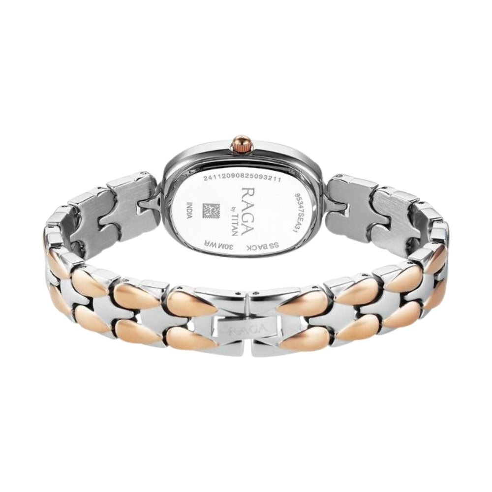 Titan Raga Showstopper Quartz Analog Silver Dial Two Toned Metal Strap Watch For Women 95347KM01