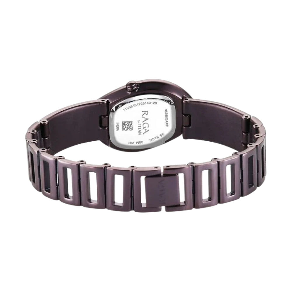 Titan Raga Sierra Quartz Analog Prune - Purple Dial Prune - Purple Metal Strap Watch For Women 95390QM01