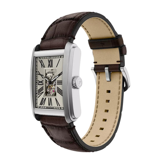 Fossil Carraway 30mm Automatic Brown Croco Leather Watch ME3272