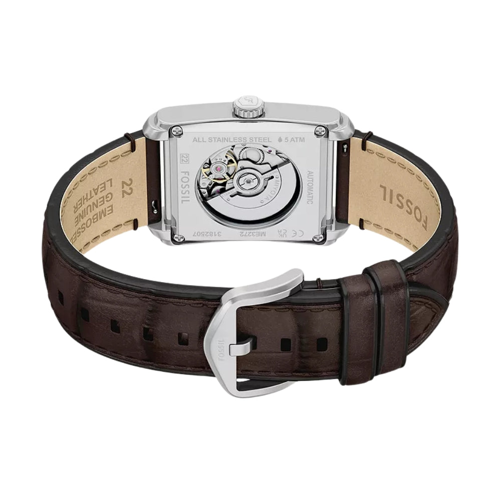 Fossil Carraway 30mm Automatic Brown Croco Leather Watch ME3272