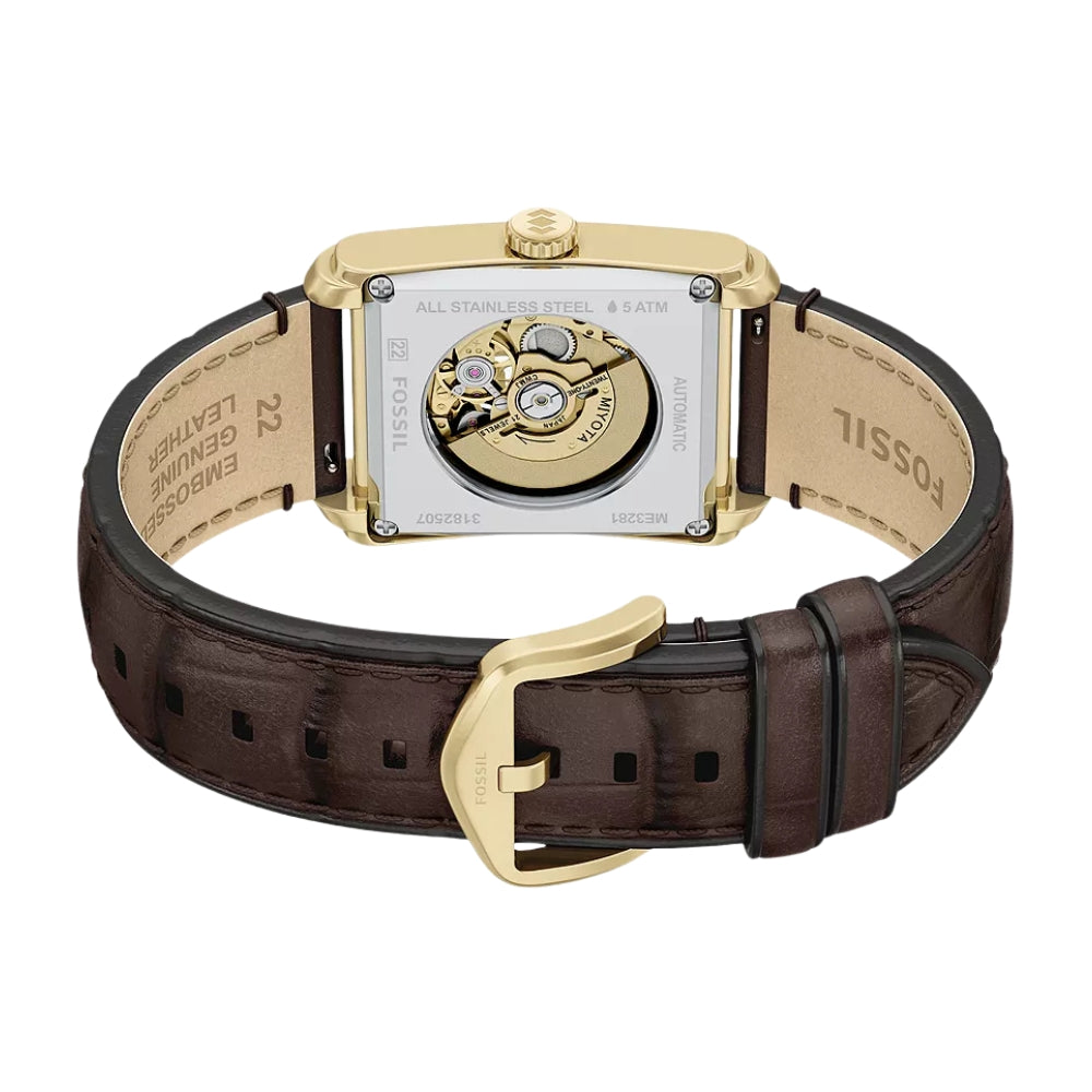 Fossil Carraway 30mm Automatic Brown Croco Leather Watch ME3281