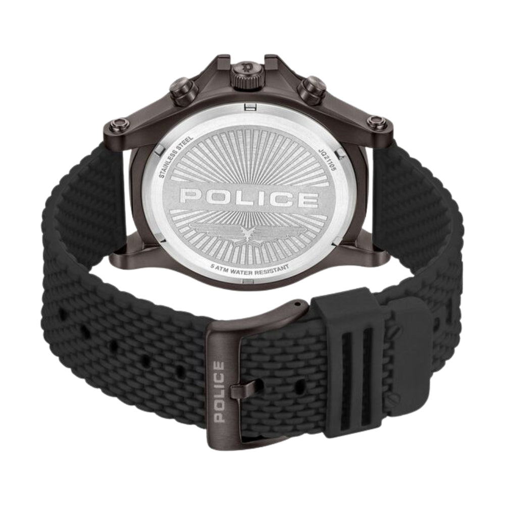 Police Multifunction Black Dial Silicone Strap Watch For Men PLPEWJQ2110502