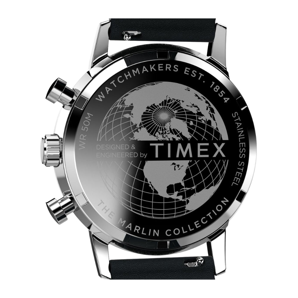 TIMEX Marlin Analog watch for man with Silver Round Dial & Black Leather Strap Band - TW2W10300UJ