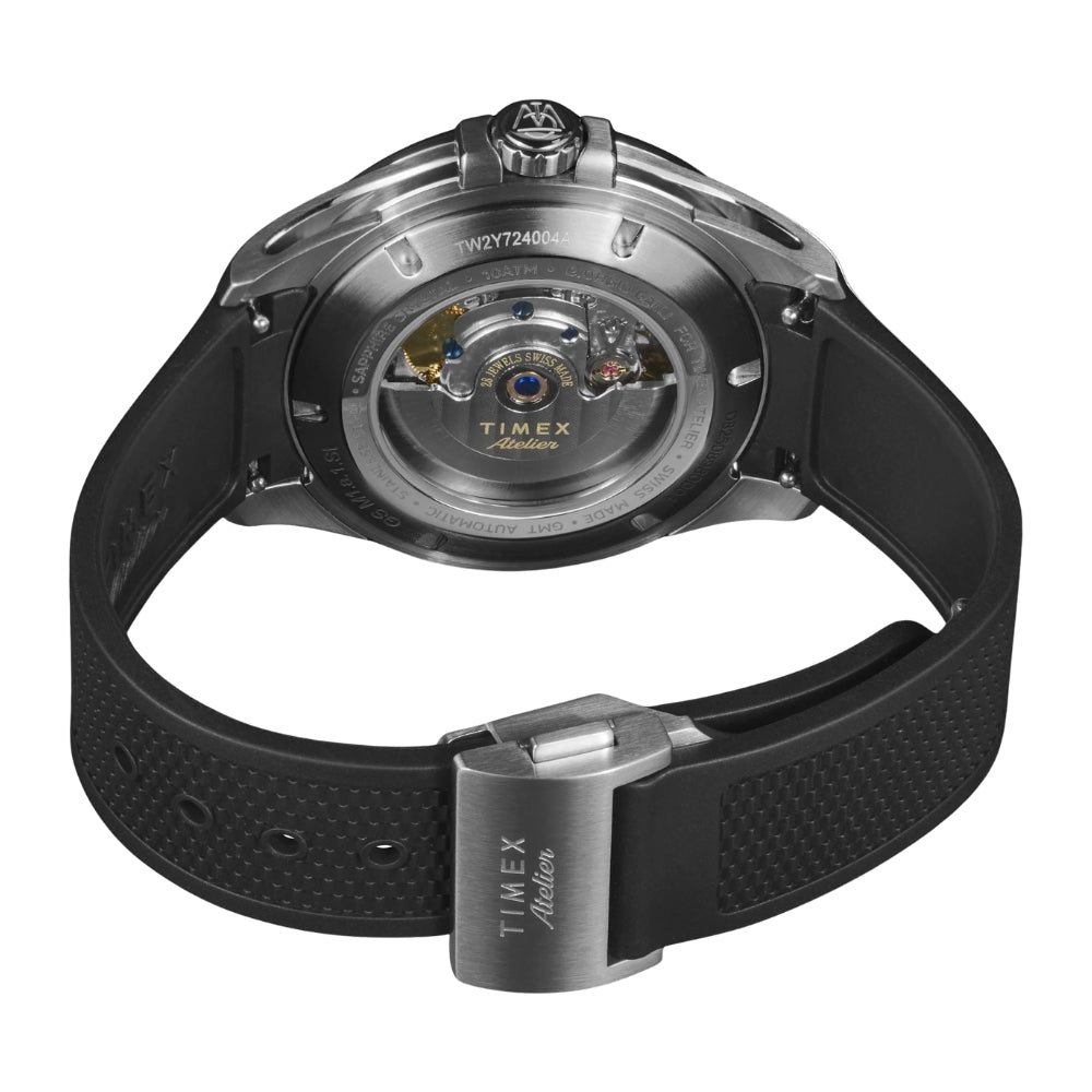 Timex Atelier GMT24 M1a Sport GMT Auto 40mm - Black Syn Rubber Strap Black Dial - TW2Y724004A