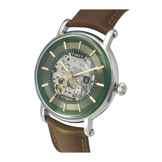 Timex E Class Men's Green Dial Round Case Automatic Function Watch -TWEG16717