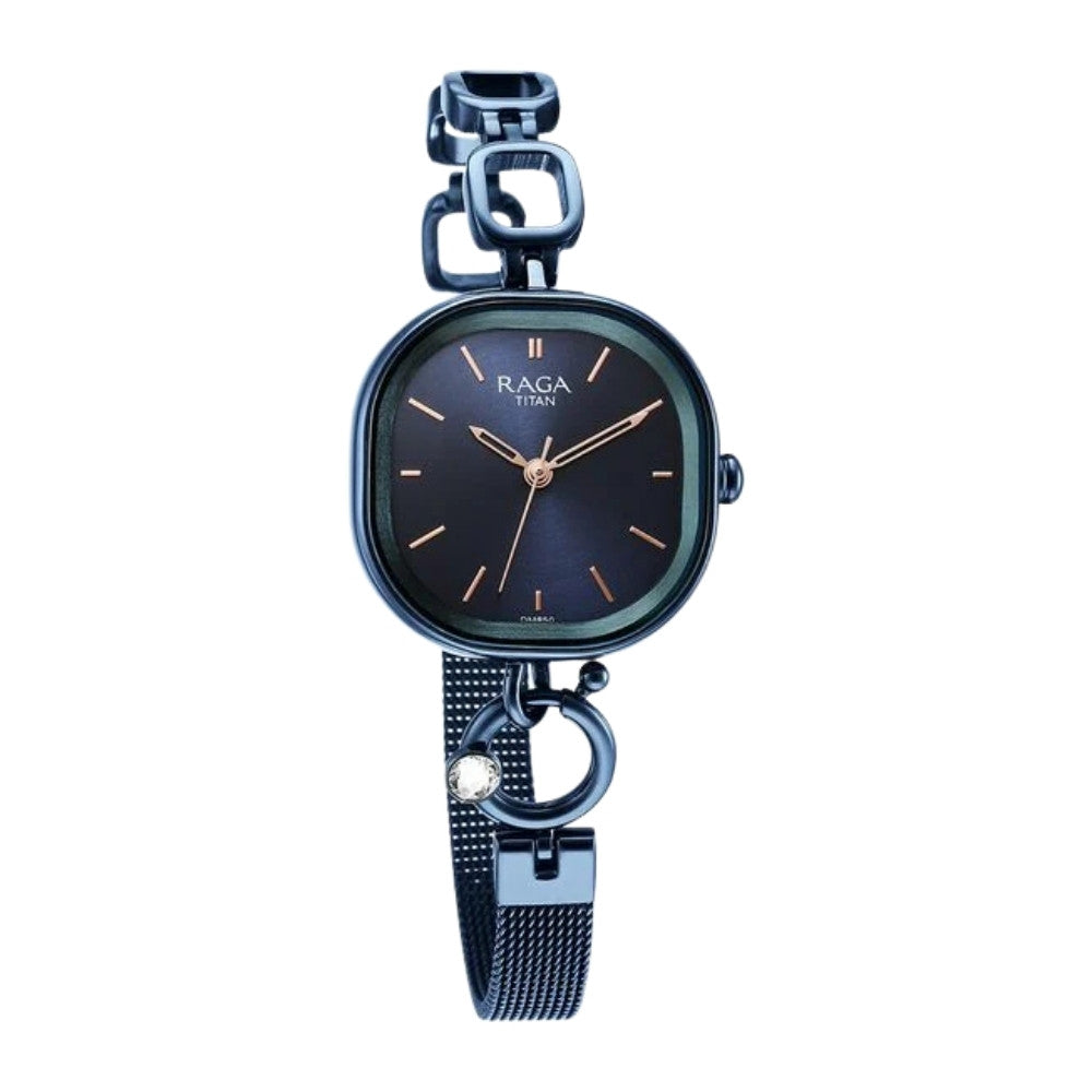 Titan Raga Delight Blue Dial Analog Metal Strap Watch for Women 2693QM01