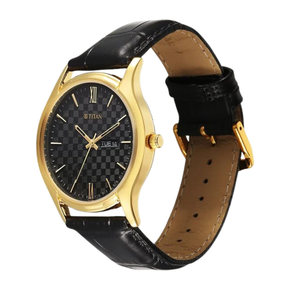 Titan Karishma Regal Classic Day-Date Men's Dress Watch 10059YL01