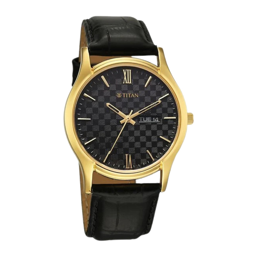 Titan Karishma Regal Classic Day-Date Men's Dress Watch 10059YL01