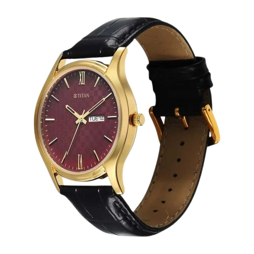 Titan Karishma Regal Classic Day-Date Men's Dress Watch 10059YL03