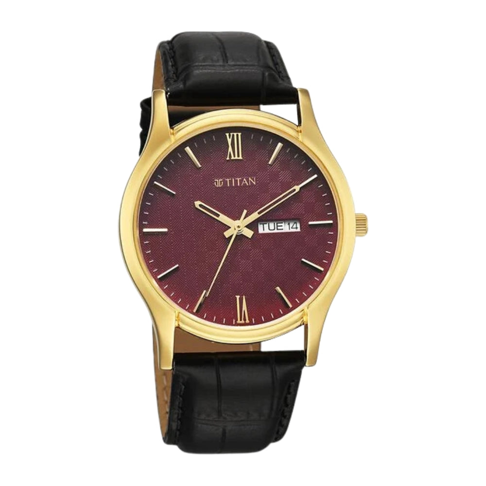 Titan Karishma Regal Classic Day-Date Men's Dress Watch 10059YL03