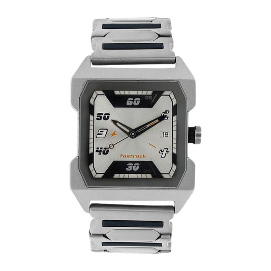 Fastrack Quartz Analog Silver Dial Stainless Steel Strap Watch for Guys 1474SM01