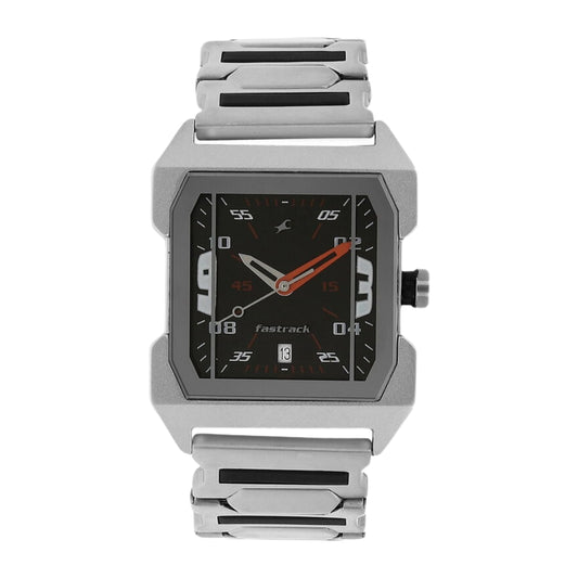 Fastrack Quartz Analog Black Dial Stainless Steel Strap Watch for Guys 1474SM02
