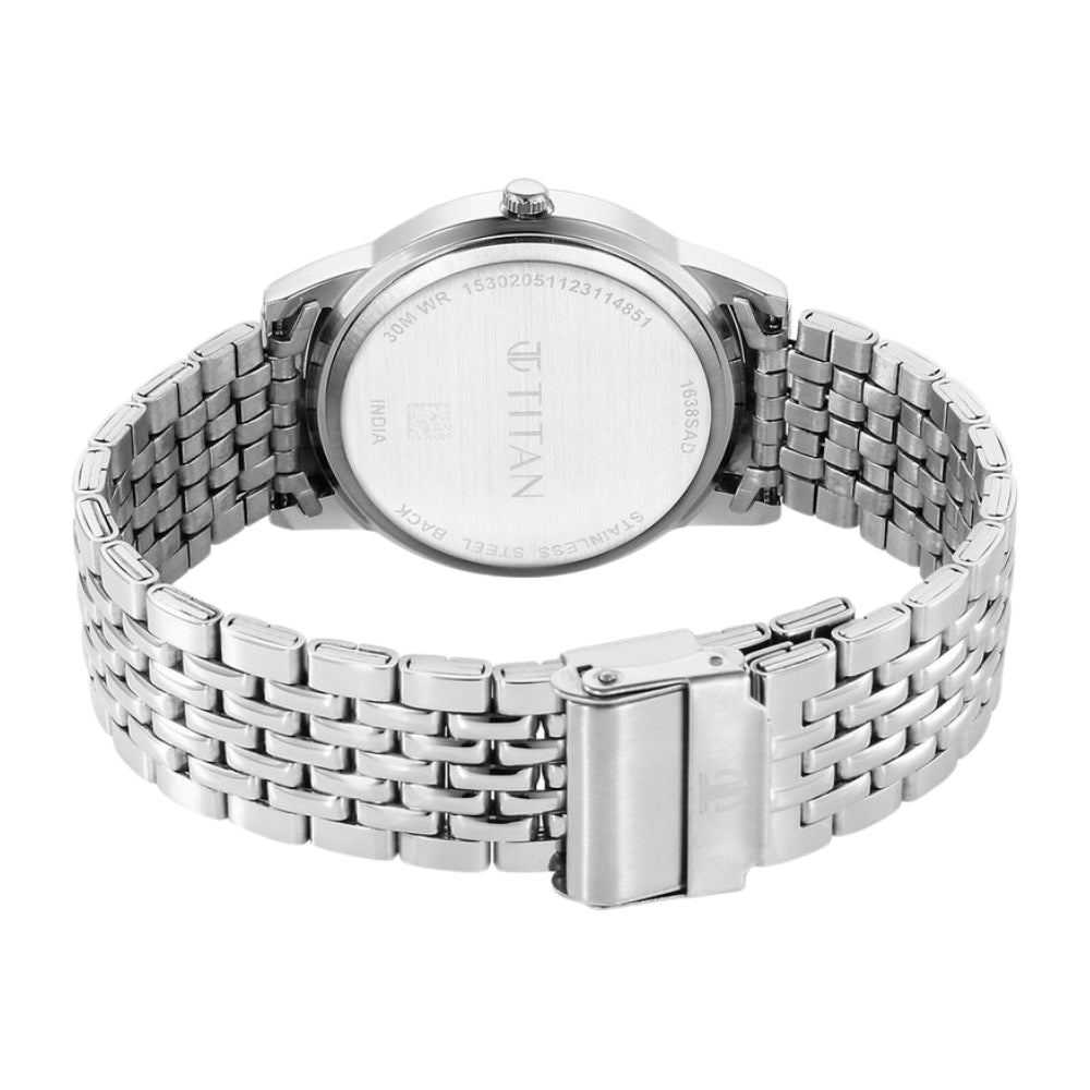 Titan Karishma Zing Quartz Analog Blue Dial Stainless Steel Strap Watch for Men 1638SM02