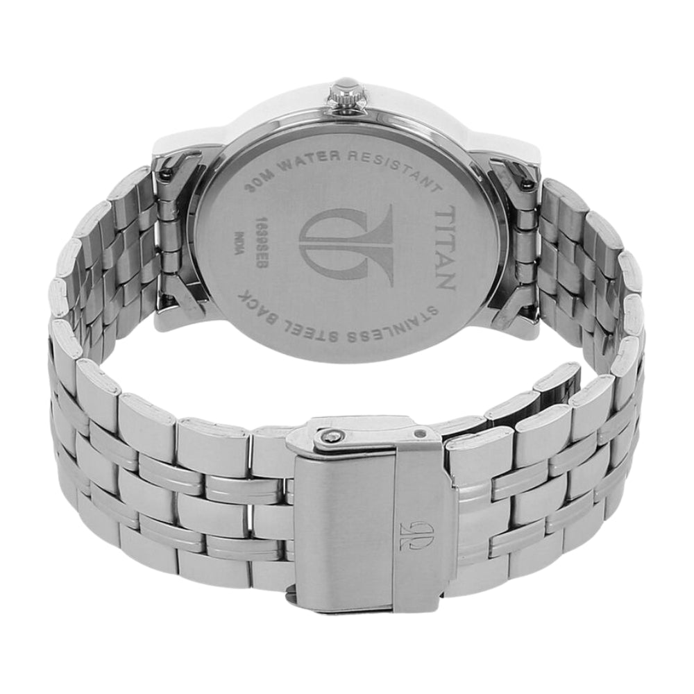 Titan Quartz Analog Silver Dial Stainless Steel Strap Watch for Men 1639SM01