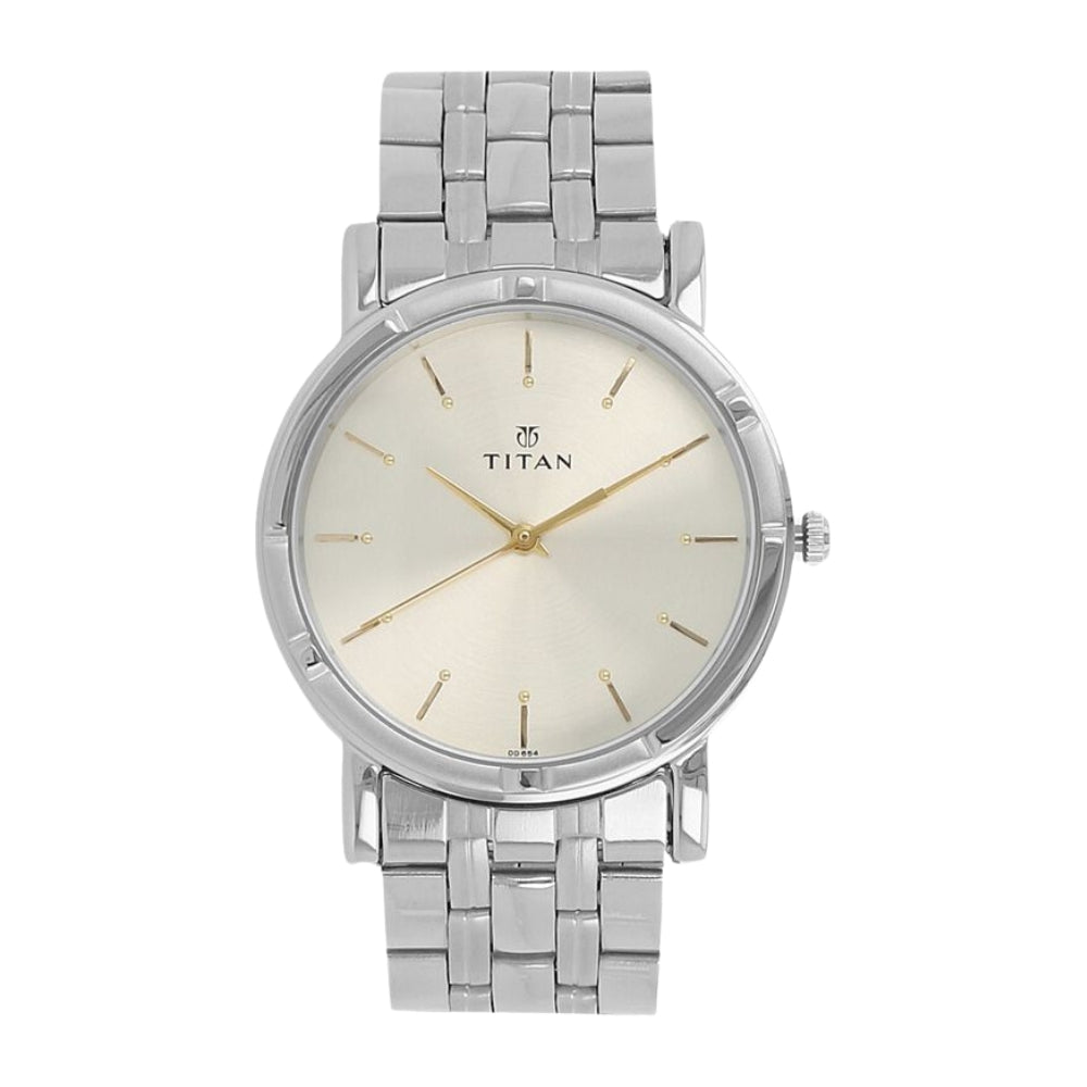 Titan Quartz Analog Silver Dial Stainless Steel Strap Watch for Men 1639SM01