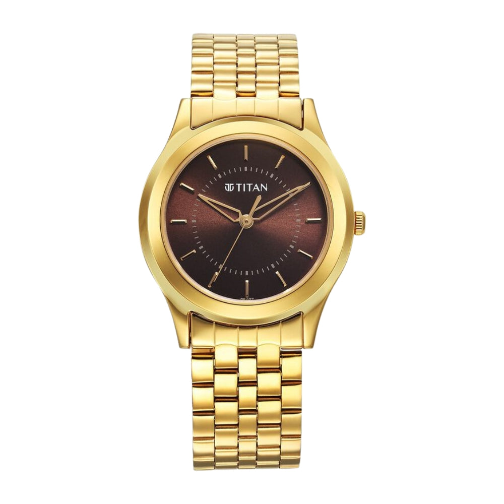 Titan Karishma Zing Quartz Analog Brown Dial Stainless Steel Strap Watch for Men 1648YM06