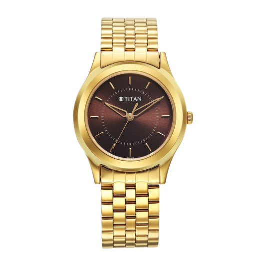 Titan Karishma Zing Quartz Analog Brown Dial Stainless Steel Strap Watch for Men 1648YM06