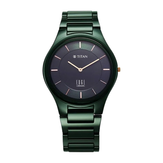 Titan Edge Ceramic Quartz Analog Green Strap Watch for Men NR1696QC06