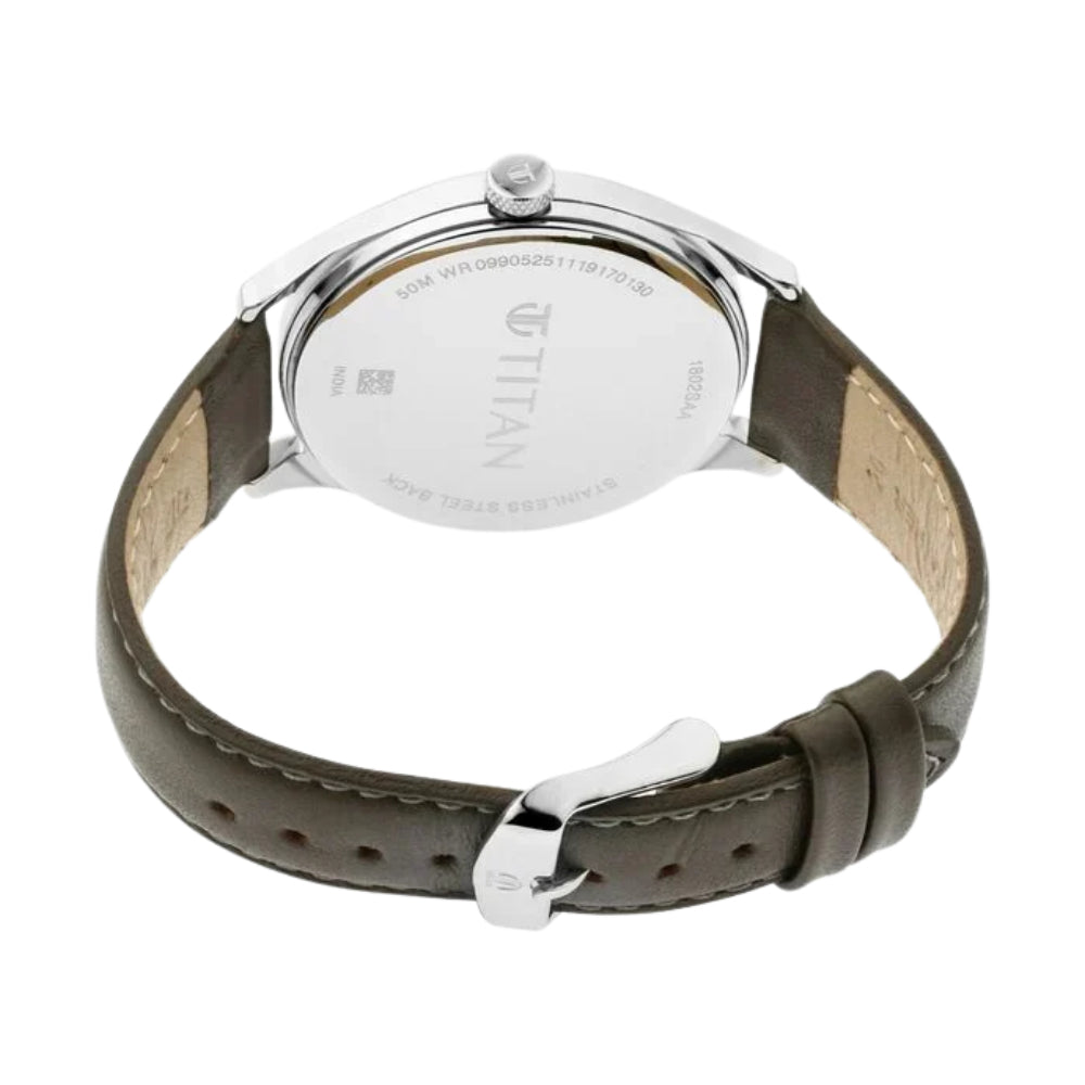 Titan Men's Urban Edge Lustrous Olive Dial Leather Watch 1802SL08
