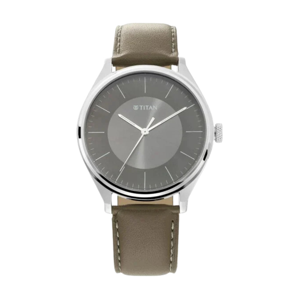 Titan Men's Urban Edge Lustrous Olive Dial Leather Watch 1802SL08
