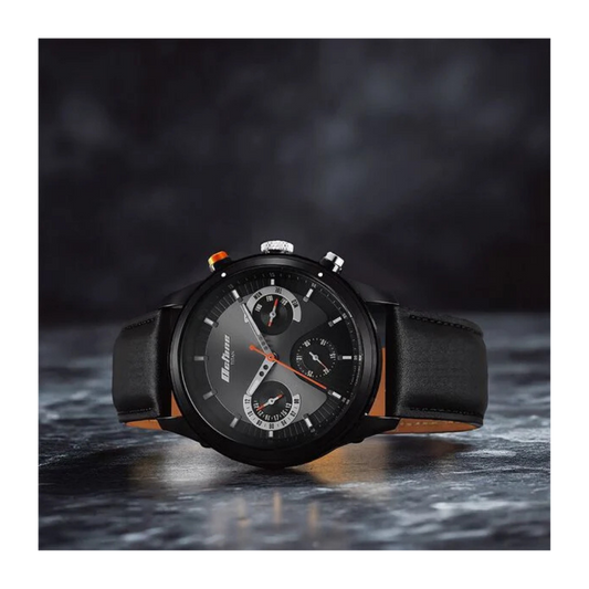 Titan Octane Quartz Multifunction Black Dial With Black Leather Strap Watch For Men 1805KL02