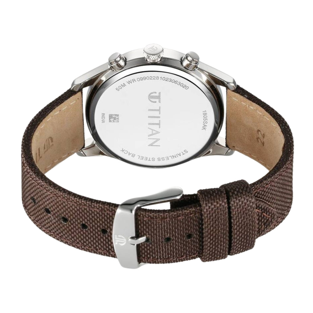 Titan Wrist Wit Quartz Analog with Day and Date Brown Dial Leather Strap Watch for Men 1805SL12