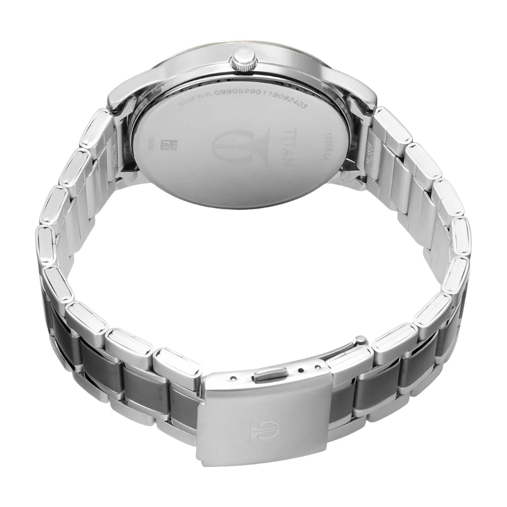 Titan Men's Timeless Style Watch: Refined Anthra Dial and Metal Strap 1806KM01