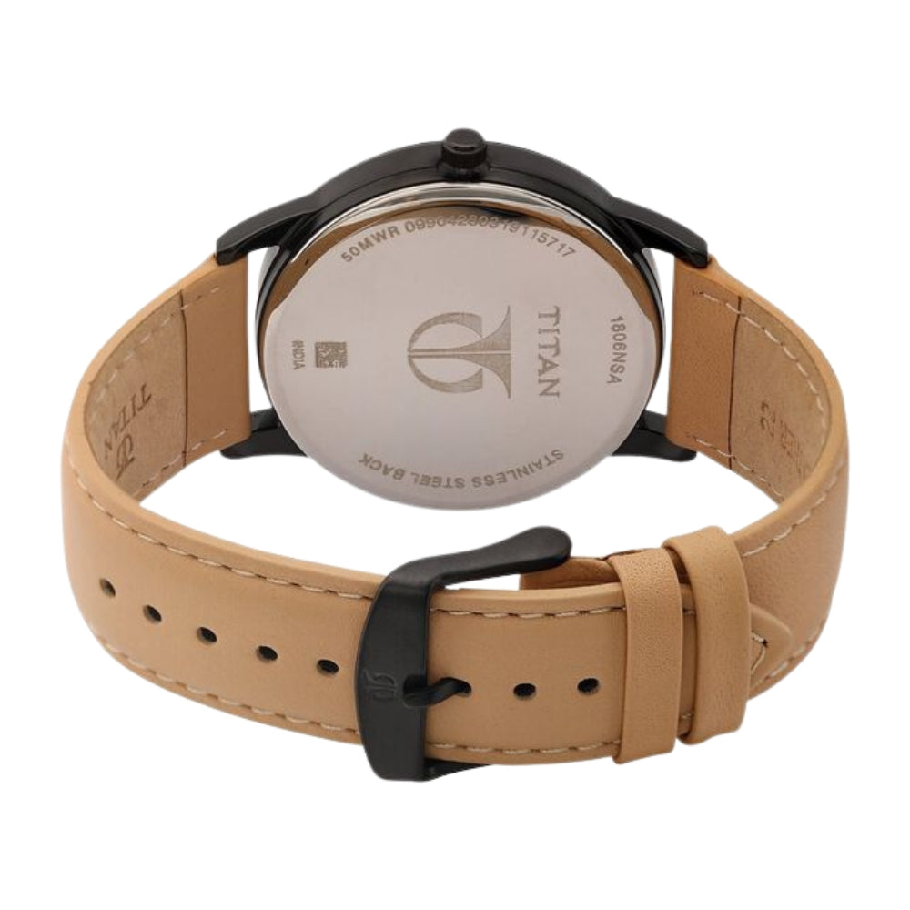 Titan Men's Timeless Style Watch: Refined Anthracite Dial and Lather Strap 1806NL01