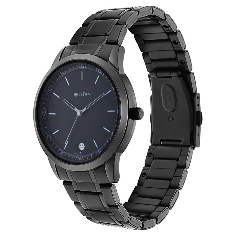 Titan Workwear Watch with Black Dial & Metal Strap 1806NM01