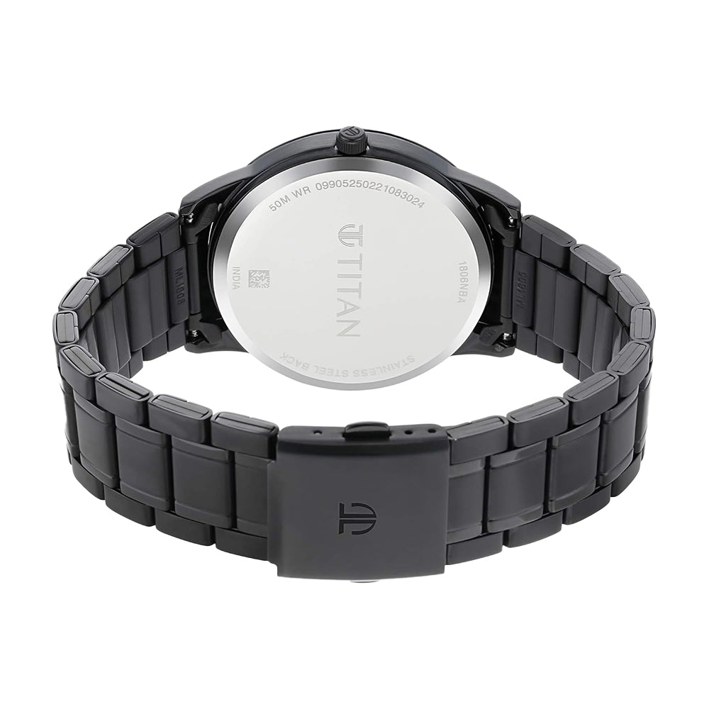 Titan Workwear Watch with Black Dial & Metal Strap 1806NM01