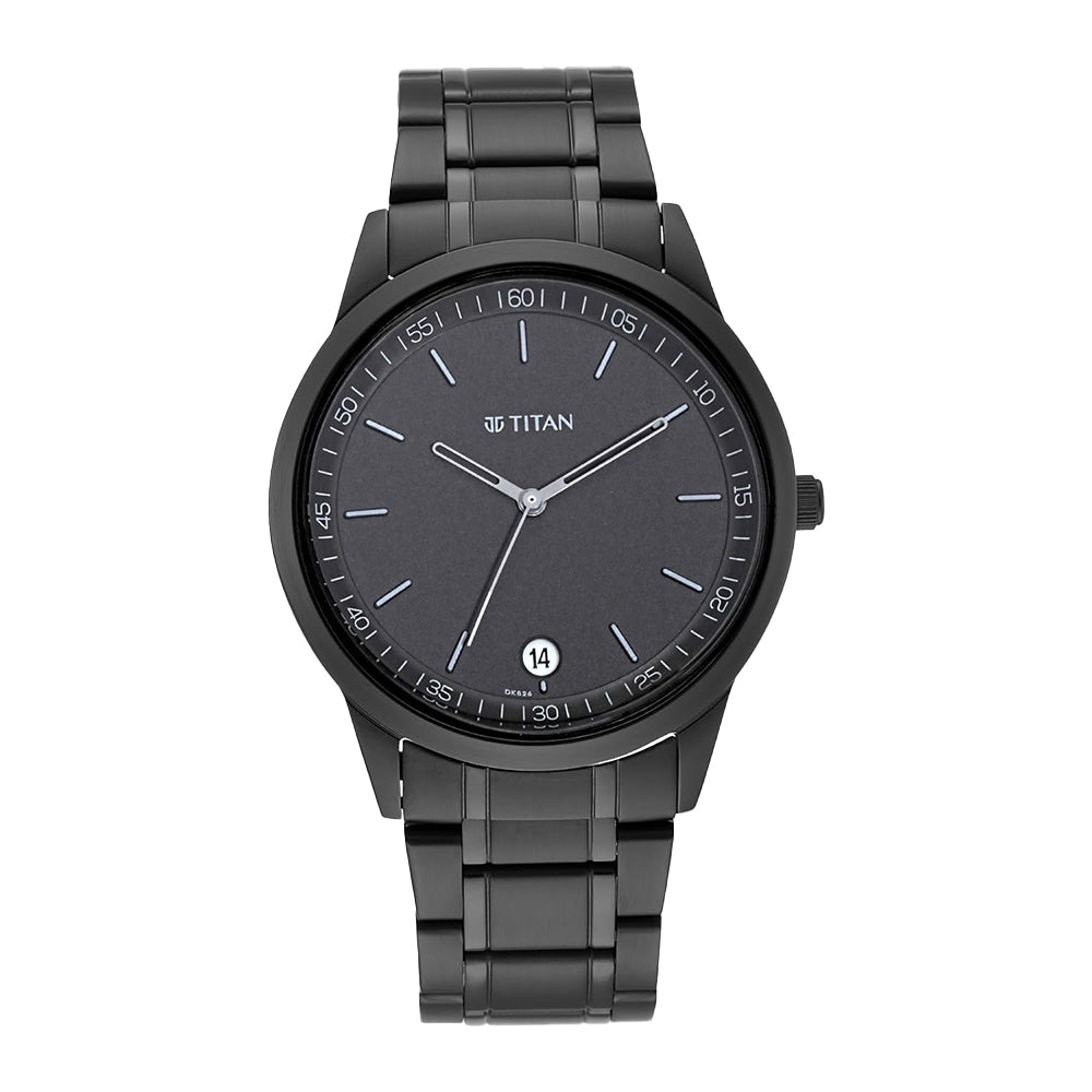Titan Workwear Watch with Black Dial & Metal Strap 1806NM01