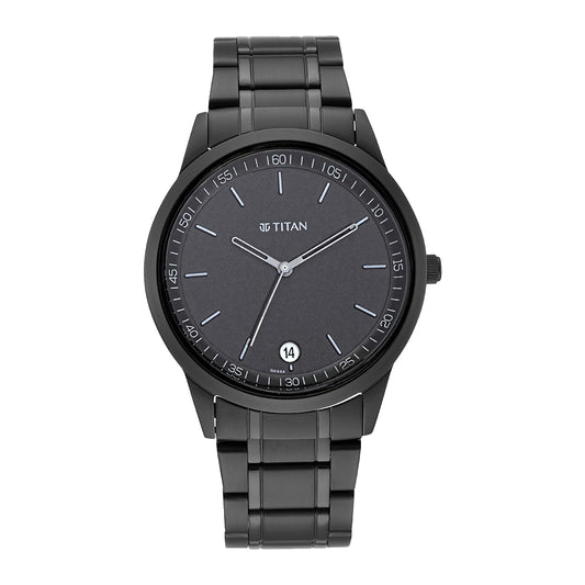 Titan Workwear Watch with Black Dial & Metal Strap 1806NM01
