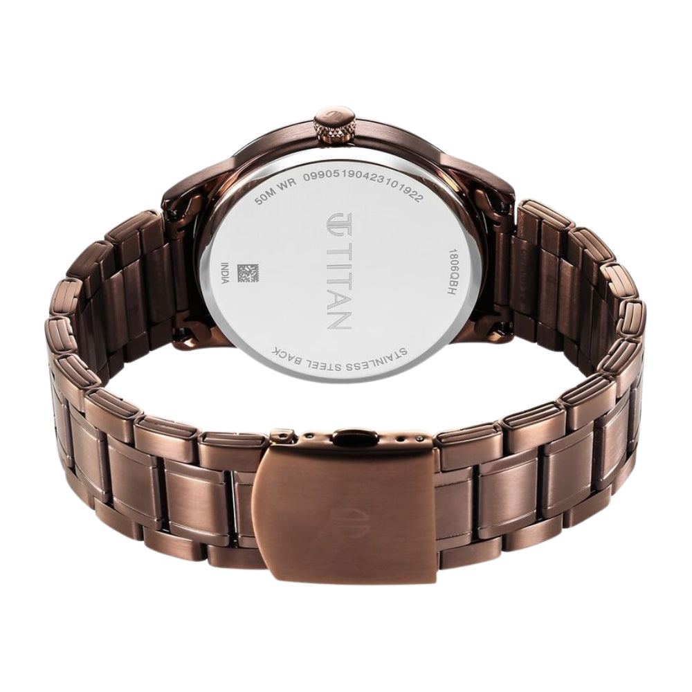 Titan Neo Splash Brown Dial Analog with Date Stainless Steel Strap Watch for Men 1806QM03