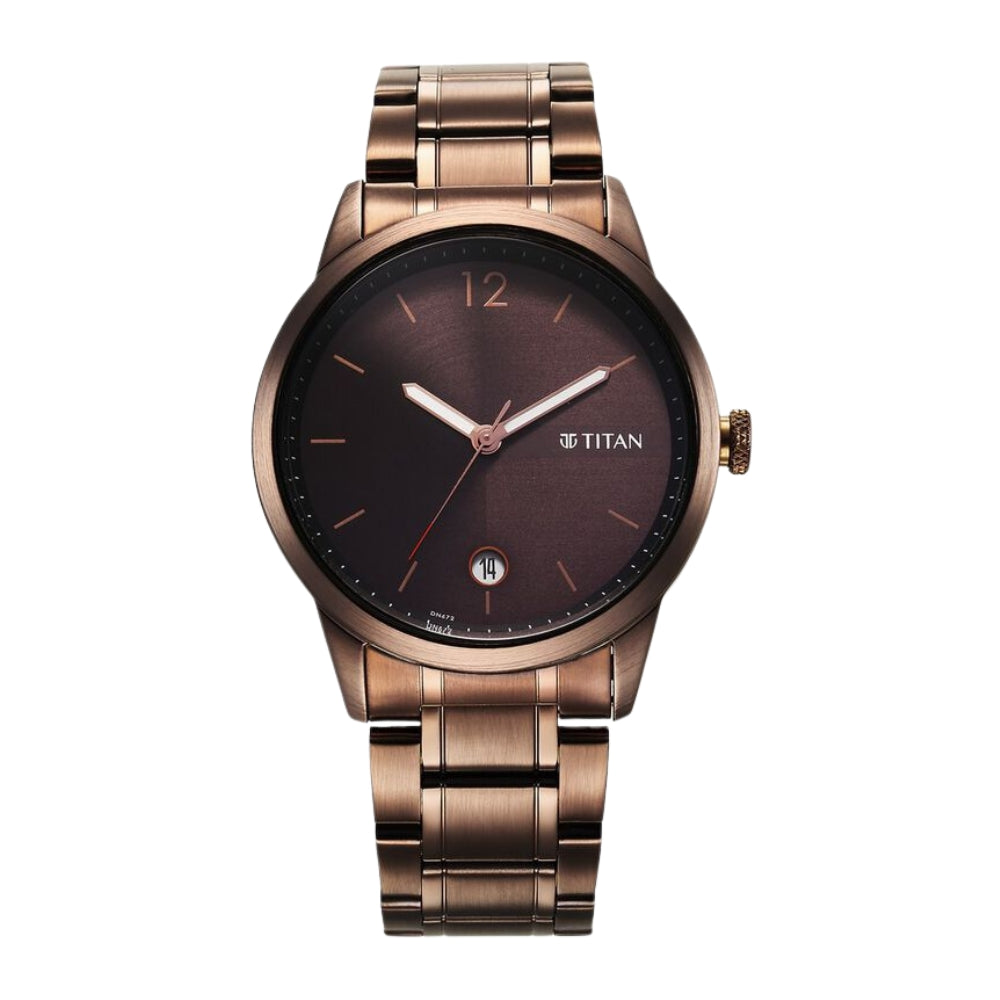 Titan Neo Splash Brown Dial Analog with Date Stainless Steel Strap Watch for Men 1806QM03