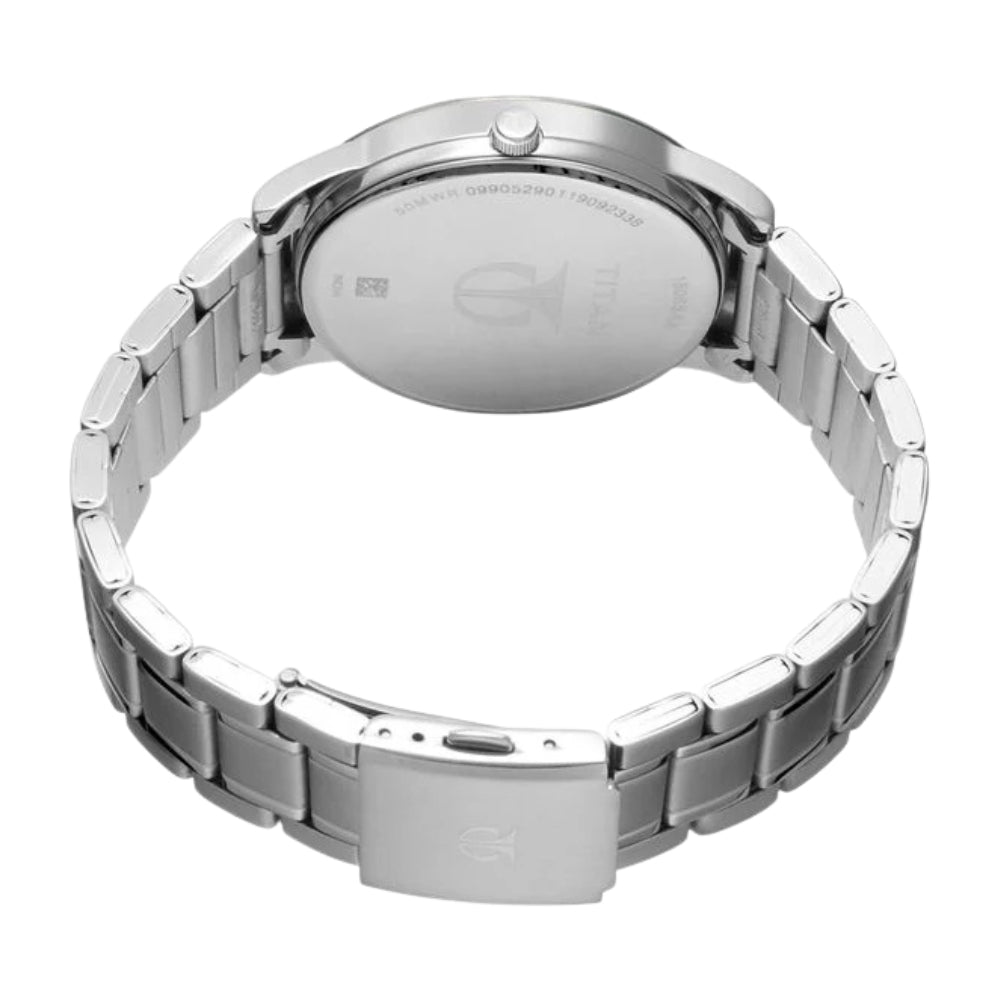 Titan Quartz Analog with Date White Dial Stainless Steel Strap Watch for Men 1806SM01